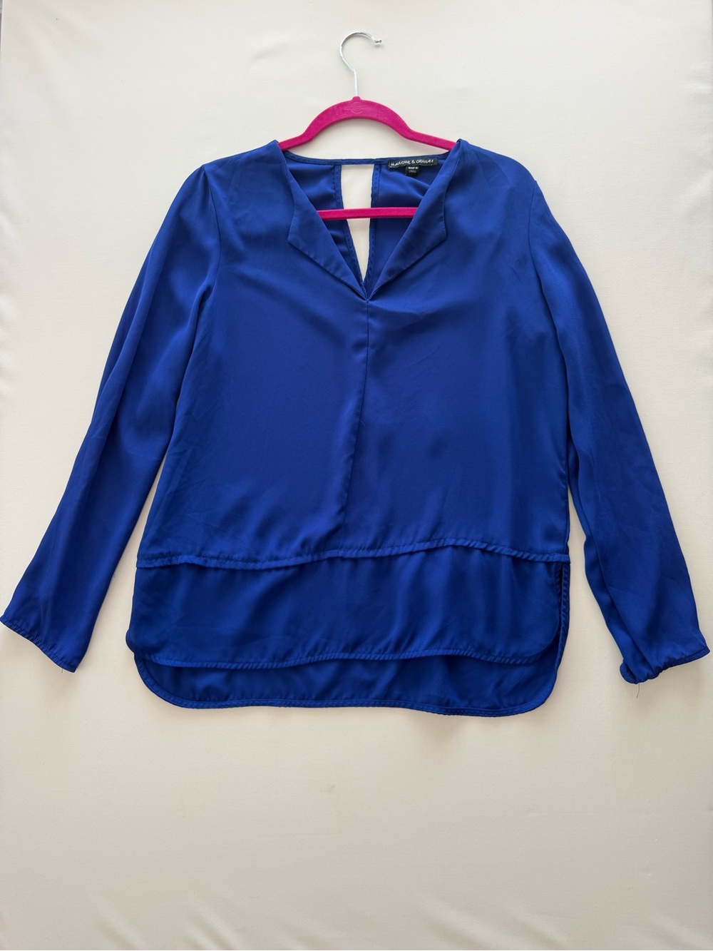Harlowe & Graham Cobalt Blue V-Neck Long Sleeve Blouse